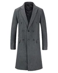 Allthemen Wollmantel Herren Knielang Zweireihig Slim Fit 