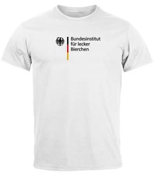 MoonWorks Print-Shirt Herren T-Shirt Bundesinstitut für lecker Bierchen Creme/Grau/Schwarz/Weiß