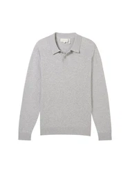TOM TAILOR Strick Polohemd Grau/Hellgrau