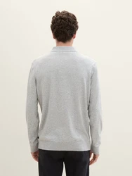 TOM TAILOR Strick Polohemd Grau/Hellgrau