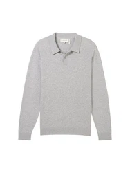 TOM TAILOR Strick Polohemd Grau/Hellgrau