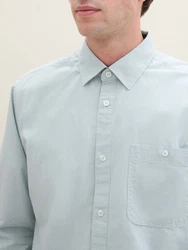 TOM TAILOR Langarmhemd Twill mit Brusttasche Grün/Hellblau/Blau/Türkis