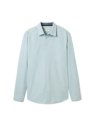 TOM TAILOR Langarmhemd Twill mit Brusttasche Grün/Hellblau/Blau/Türkis