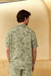 Next Kurzarmhemd Jersey-Hemd Khaki/Dunkelgrün/Grün/Weiß