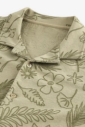 Next Kurzarmhemd Jersey-Hemd Khaki/Dunkelgrün/Grün/Weiß