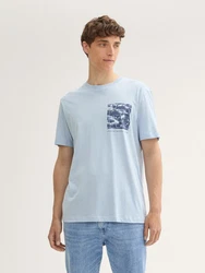 TOM TAILOR Denim Print T-Shirt mit Bio-Baumwolle Blau/Hellblau