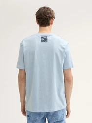 TOM TAILOR Denim Print T-Shirt mit Bio-Baumwolle Blau/Hellblau