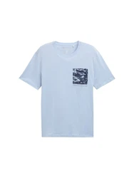 TOM TAILOR Denim Print T-Shirt mit Bio-Baumwolle Blau/Hellblau