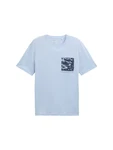 TOM TAILOR Denim Print T-Shirt mit Bio-Baumwolle Blau/Hellblau