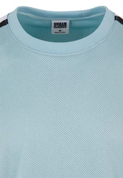 URBAN CLASSICS T-Shirt Oversized Stripes Mesh Tee Blau/Hellblau/Grau