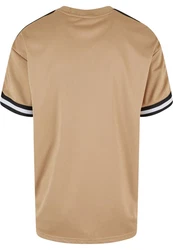 URBAN CLASSICS T-Shirt Oversized Stripes Mesh Tee Beige/Braun/Khaki