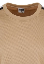 URBAN CLASSICS T-Shirt Oversized Stripes Mesh Tee Beige/Braun/Khaki