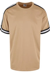 URBAN CLASSICS T-Shirt Oversized Stripes Mesh Tee Beige/Braun/Khaki