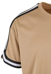 URBAN CLASSICS T-Shirt Oversized Stripes Mesh Tee Beige/Braun/Khaki
