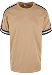 URBAN CLASSICS T-Shirt Oversized Stripes Mesh Tee Beige/Braun/Khaki