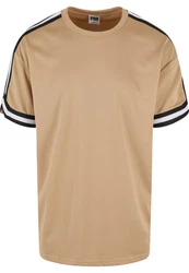 URBAN CLASSICS T-Shirt Oversized Stripes Mesh Tee Beige/Braun/Khaki
