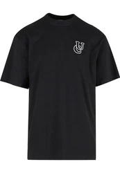 URBAN CLASSICS T-Shirt UC Shiny Logo Tall Tee Dunkelblau/Schwarz