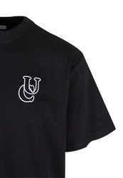 URBAN CLASSICS T-Shirt UC Shiny Logo Tall Tee Dunkelblau/Schwarz