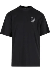 URBAN CLASSICS T-Shirt UC Shiny Logo Tall Tee Dunkelblau/Schwarz