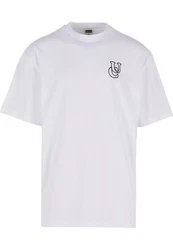 URBAN CLASSICS T-Shirt UC Shiny Logo Tall Tee Weiß/Grau