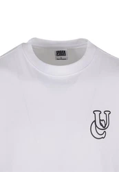 URBAN CLASSICS T-Shirt UC Shiny Logo Tall Tee Weiß/Grau
