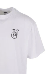 URBAN CLASSICS T-Shirt UC Shiny Logo Tall Tee Weiß/Grau