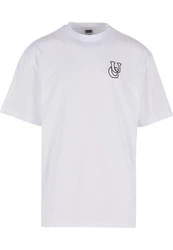URBAN CLASSICS T-Shirt UC Shiny Logo Tall Tee Weiß/Grau