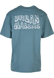 URBAN CLASSICS T-Shirt UC Shiny Logo Tall Tee Blau/Grau