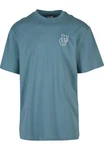 URBAN CLASSICS T-Shirt UC Shiny Logo Tall Tee Blau/Grau