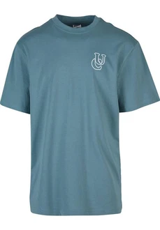 URBAN CLASSICS T-Shirt UC Shiny Logo Tall Tee Blau/Grau URBAN CLASSICS T-Shirt UC Shiny Logo Tall Tee Blau/Grau