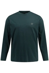 JP1880 Langarmshirt Basic V-Ausschnitt Dunkelgrün/Grün