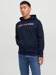 JACK & JONES Herren Hoodie Logo JJECORP Old Sweat Hood NOOS (12137054) Dunkelblau