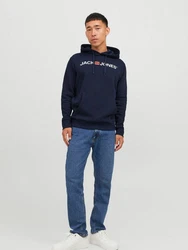 JACK & JONES Herren Hoodie Logo JJECORP Old Sweat Hood NOOS (12137054) Dunkelblau