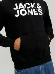 Jack & Jones Sweatshirt JJECORP LOGO SWEAT HOOD (3478) Schwarz/Hellblau
