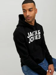 Jack & Jones Sweatshirt JJECORP LOGO SWEAT HOOD (3478) Schwarz/Hellblau