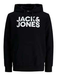 Jack & Jones Sweatshirt JJECORP LOGO SWEAT HOOD (3478) Schwarz/Hellblau
