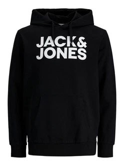 Jack & Jones Sweatshirt JJECORP LOGO SWEAT HOOD (3478) Schwarz/Hellblau