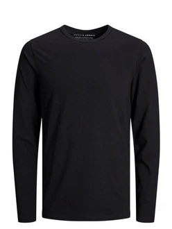 JACK & JONES T-Shirt Langarm BASIC O-NECK LONGSLEEVE Schwarz