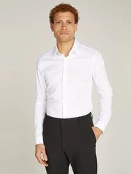 Calvin Klein Langarmhemd POPLIN HP EXTRA SLIM SHIRT Weiß/Creme/Schwarz