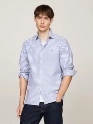 Tommy Hilfiger Businesshemd CLASSIC POPLIN STRIPE SF SHIRT mid blau/optic wei