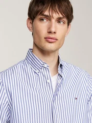 Tommy Hilfiger Businesshemd CLASSIC POPLIN STRIPE SF SHIRT mid blau/optic wei