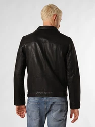 Nils Sundström Lederjacke Marc Schwarz/Dunkelbraun/Rot/Creme