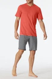 Shorty Organic Cotton Herren (Set, 2 tlg) Pyjama Set kurz mit Knopfleiste - reine Baumwolle