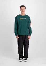 Alpha Industries Sweatshirt Alpha Label Sweater für Herren Grün/Dunkelgrün/Türkis