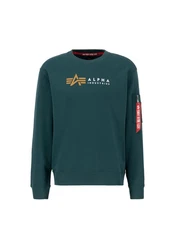 Alpha Industries Sweatshirt Alpha Label Sweater für Herren Grün/Dunkelgrün/Türkis