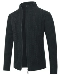 Allthemen Cardigan Herren Strickjacke mit Reißverschluss Schwarz/Dunkelblau/Dunkelgrau