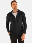 Allthemen Cardigan Herren Strickjacke mit Reißverschluss Schwarz/Dunkelblau/Dunkelgrau