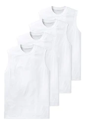 Schiesser Unterhemd Essentials (4er Pack) Weiß/Creme/Dunkelblau