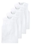 Schiesser Unterhemd Essentials (4er Pack) Weiß/Creme/Dunkelblau