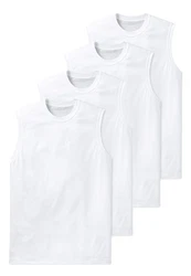 Schiesser Unterhemd Essentials (4er Pack) Weiß/Creme/Dunkelblau